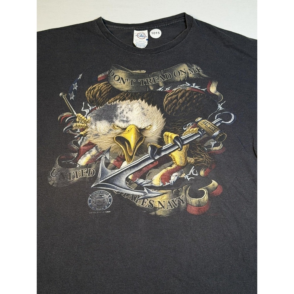 Delta Apparel Shirt Mens XL Black US Navy Don't Tread On Me Eagle Tee Patriotic